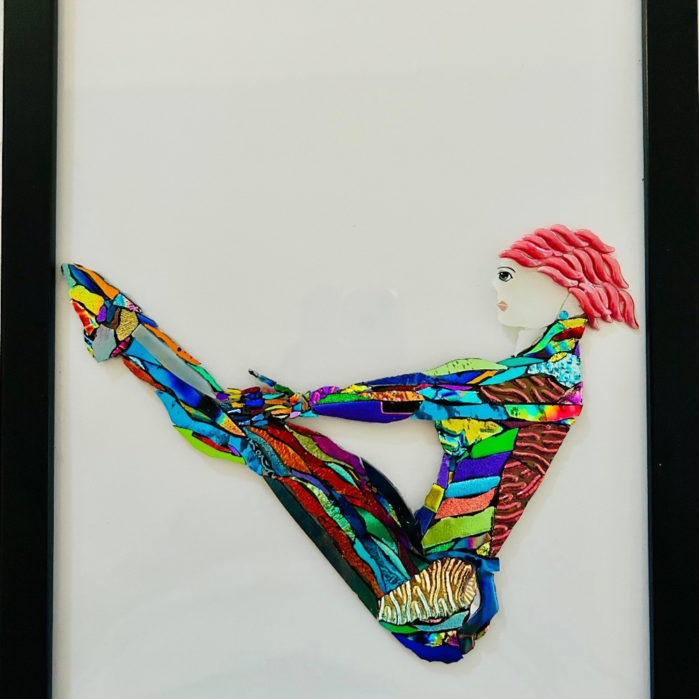 Glass Wall Art Yoga "Boat Pose"